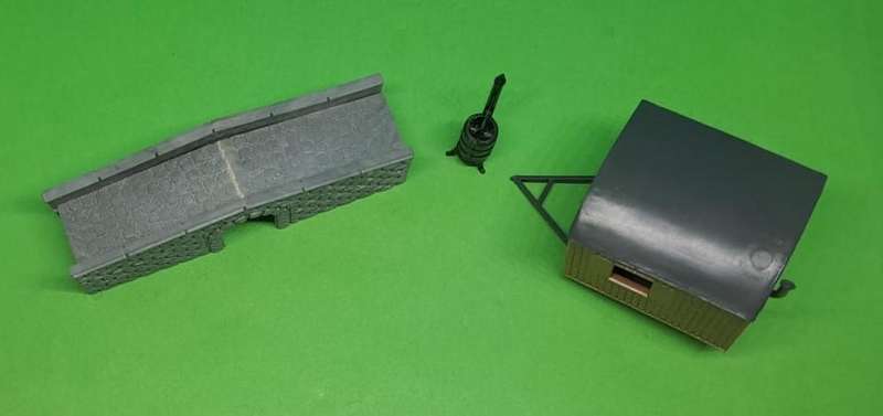 Model Trains HO 1 x Set - Box Wagon, Bridge, Stove. See pics