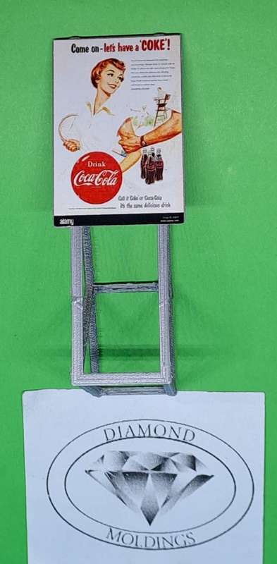 Model Trains HO 1 x Billboard 1950 - Coca-Cola - Let's have a Coke! - 30mm x 41mm x 82mm