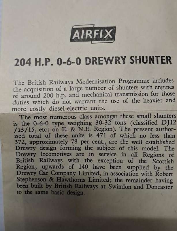 Model Trains HO 1 x Airfix - Drewry204 H.R Diesel Shunter Construction Kit. (Not motorized)