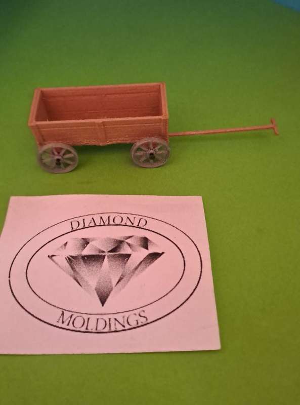 Model Trains HO 1 x Wagon - Farm Wooden Wagon Horse/Ox - 85mm x 22mm x 22mm