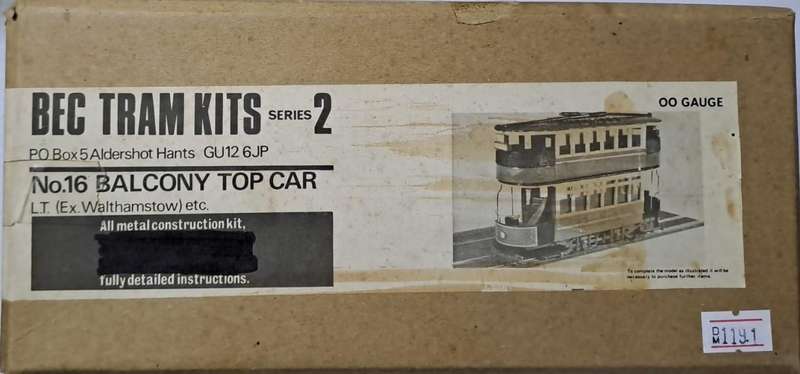 Model Trains OO 1 x BEC Tram Kit - Balcony Top car. All metal kit. Selling as per pictures.