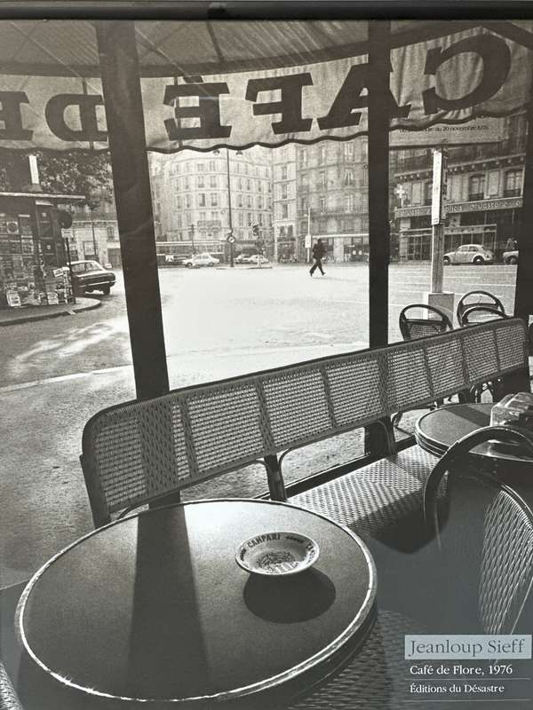 Framed Jeanloup Sieff B&W Print, Cafe de Flore Paris, 1976 - Finished Size 25cm x 31cm