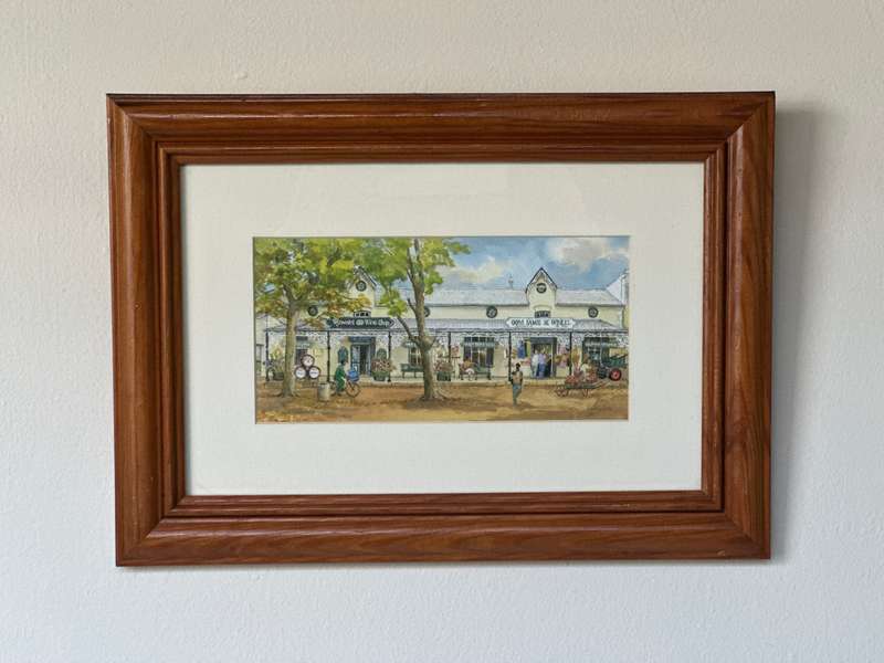 Framed Valerie Petts Print, Oom Samie se Winkel, Stellenbosch - Finished Size 36.5cm x 26cm