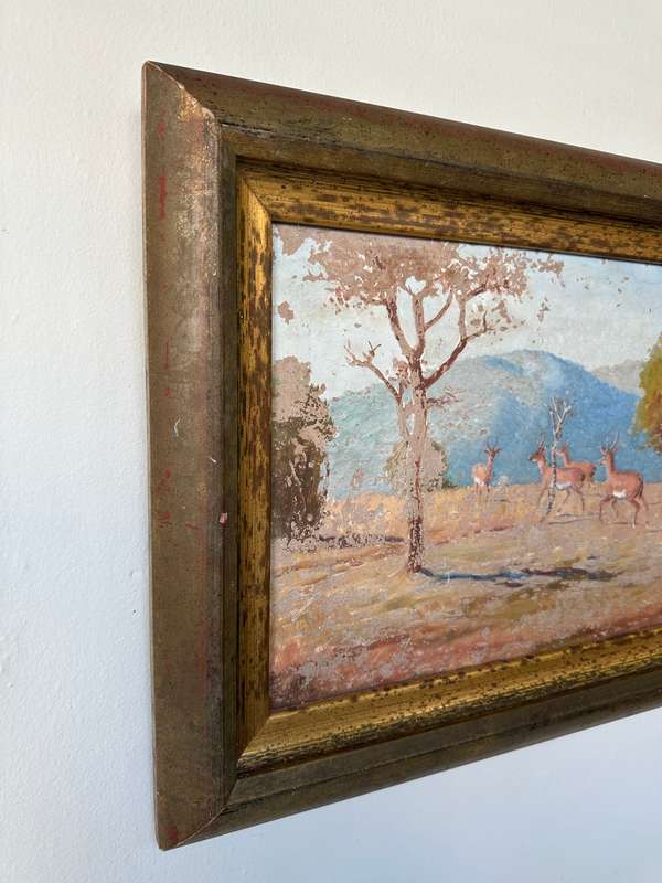 Framed Original Artwork Jack W Phol 1878 - 1944, Springbok - 1938 - Finished Size 56cm x 41cm