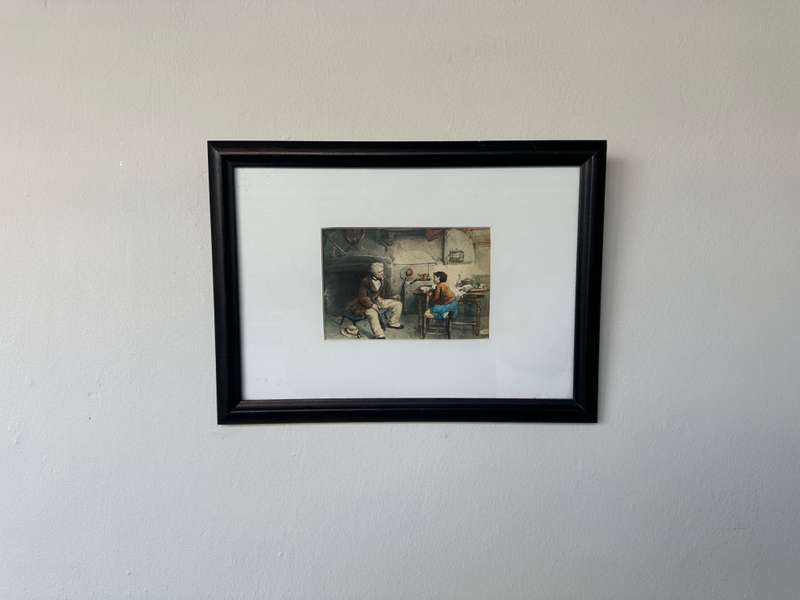 Framed Aristodemo Baigler Print, Genre Scene - Finished Size 33cm x 24cm