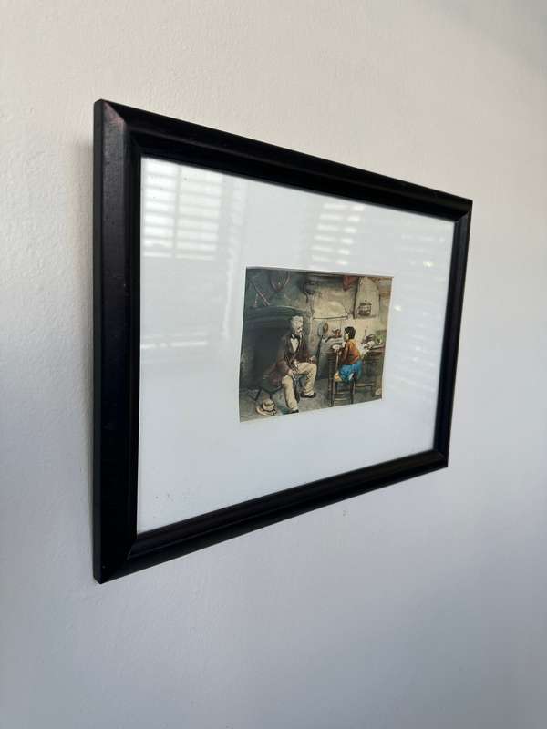 Framed Aristodemo Baigler Print, Genre Scene - Finished Size 33cm x 24cm