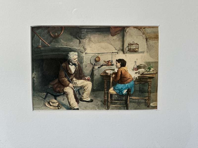 Framed Aristodemo Baigler Print, Genre Scene - Finished Size 33cm x 24cm