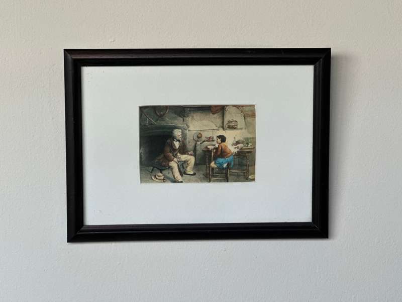 Framed Aristodemo Baigler Print, Genre Scene - Finished Size 33cm x 24cm