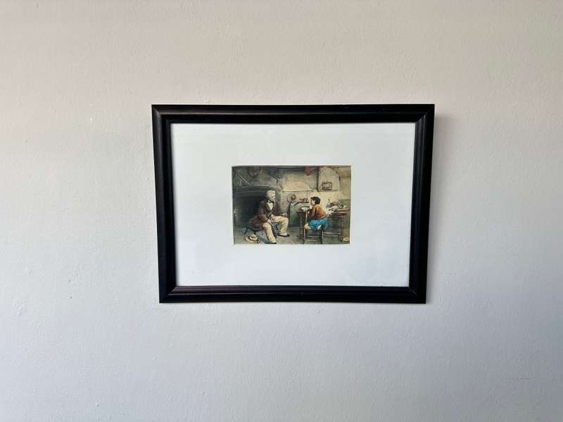 Framed Aristodemo Baigler Print, Genre Scene - Finished Size 33cm x 24cm
