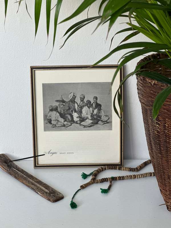 Framed George French Angas Print, Malay School - Finished Size 23cm x 26cm