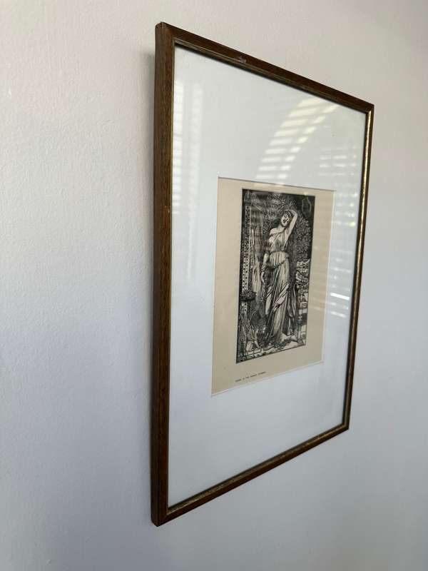 Framed Anthony Frederick Augustus Sandys Print, Danae in the Brazen Chamber - Finished Size 31.5cm x