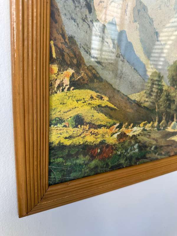 Framed Tinus De Jongh Print, Mountain Ranges Eastern Cape - Finished Size 53.5cm x 39.5cm