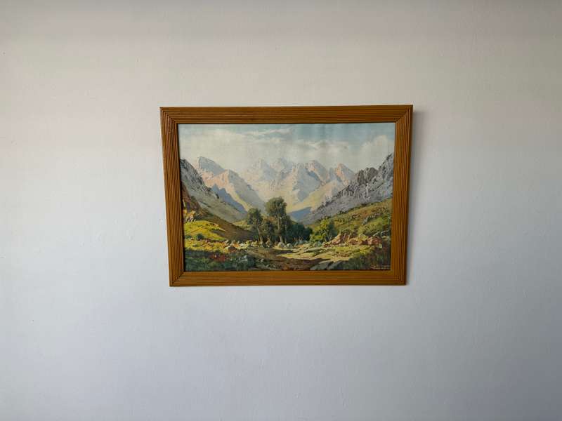 Framed Tinus De Jongh Print, Mountain Ranges Eastern Cape - Finished Size 53.5cm x 39.5cm