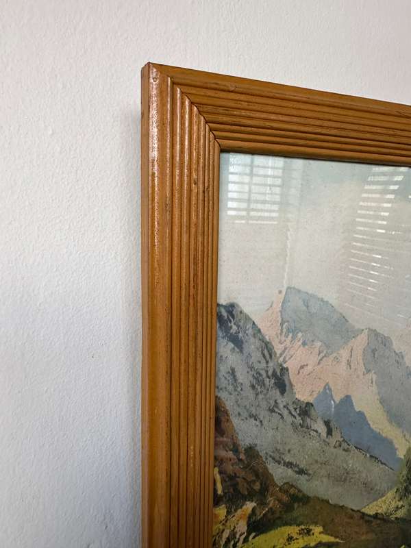 Framed Tinus De Jongh Print, Mountain Ranges Eastern Cape - Finished Size 53.5cm x 39.5cm