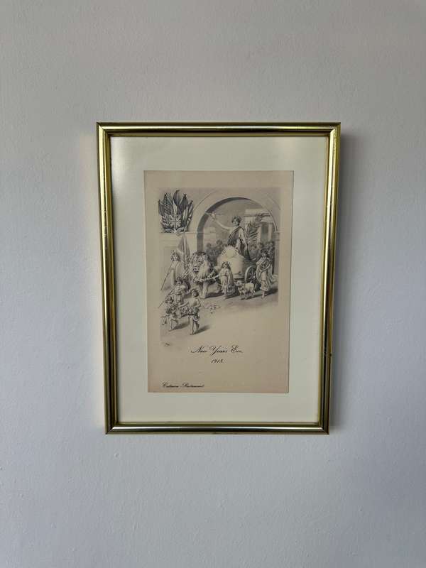 Framed Criterion Restaurant Memorabilia Vintage, New Years Eve 1918 - Finished Size 24.5cm x 32.5cm