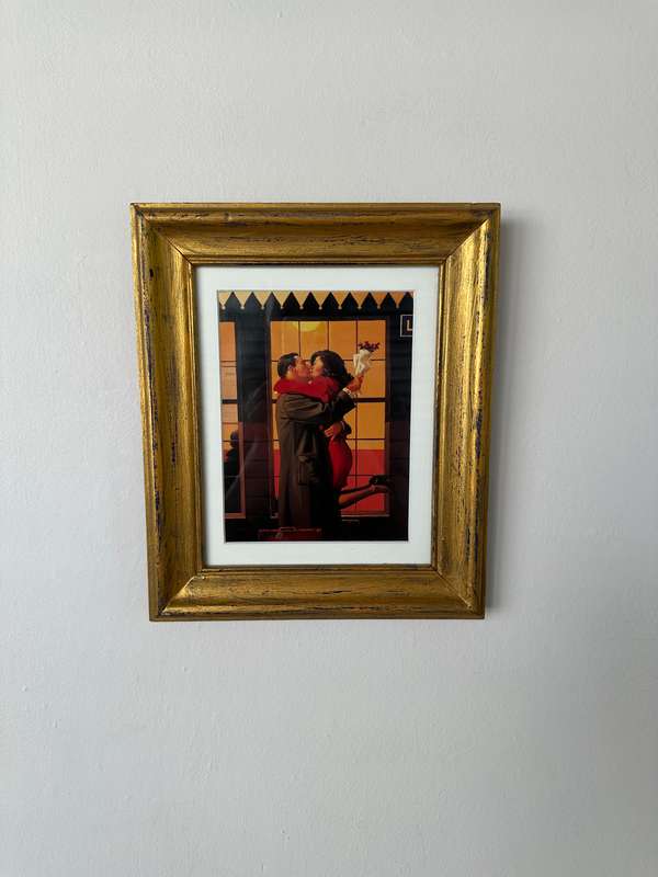 Framed Jack Vettriano Print, Back Where You Belong - Finished Size 27cm x 32cm