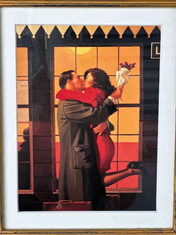 Framed Jack Vettriano Print, Back Where You Belong - Finished Size 27cm x 32cm