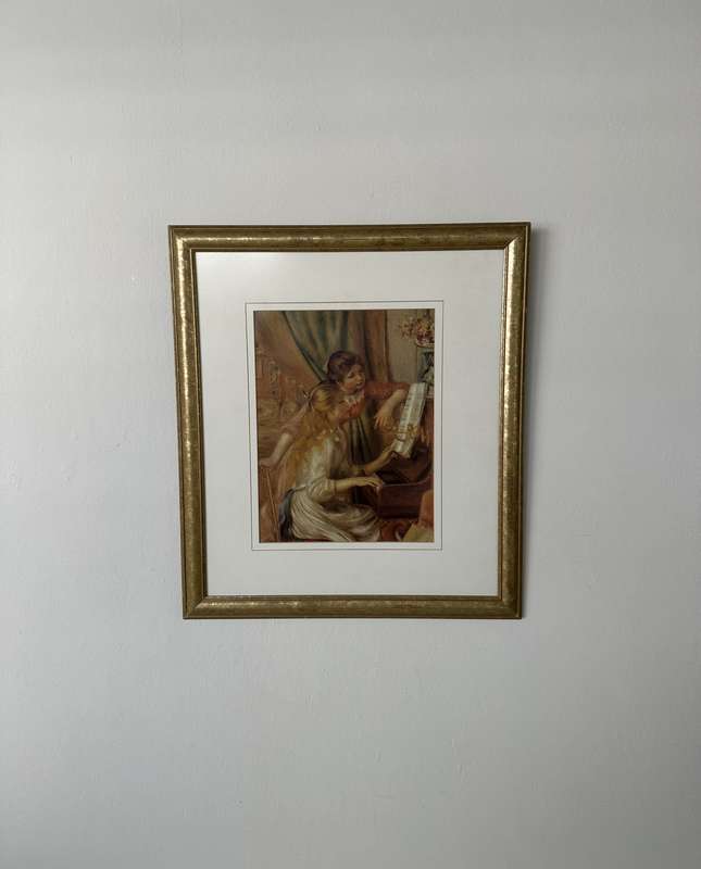Framed Pierre-Auguste Renoir Print, Girls at the Piano - Finished Size 42.5cm x 48.5cm