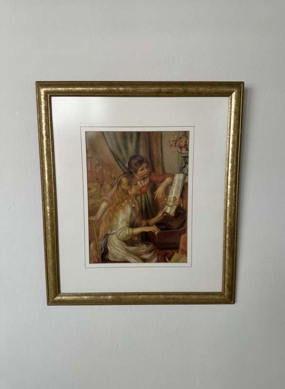 Framed Pierre-Auguste Renoir Print, Girls at the Piano - Finished Size 42.5cm x 48.5cm