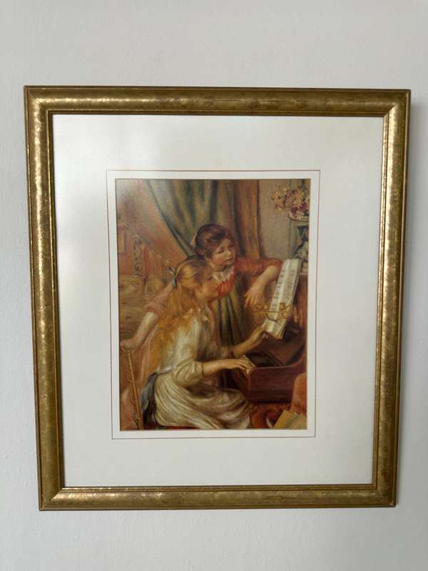 Framed Pierre-Auguste Renoir Print, Girls at the Piano - Finished Size 42.5cm x 48.5cm
