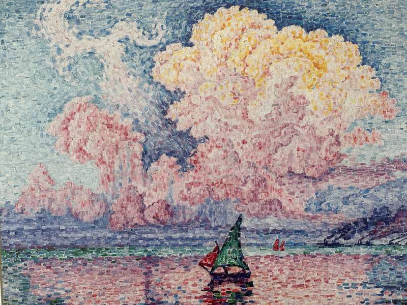 Framed Paul Signac Print, Pink Clouds - Finished Size 47cm x 43cm