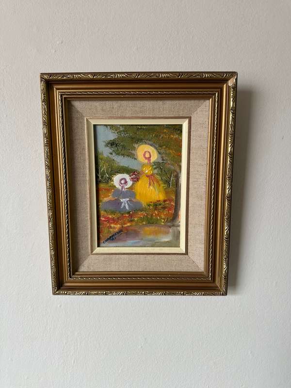 Framed Original Artwork, Victorian Girls - Finished Size 23.5cm x 28.5cm