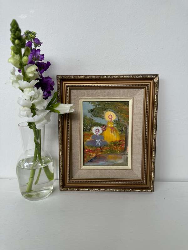 Framed Original Artwork, Victorian Girls - Finished Size 23.5cm x 28.5cm