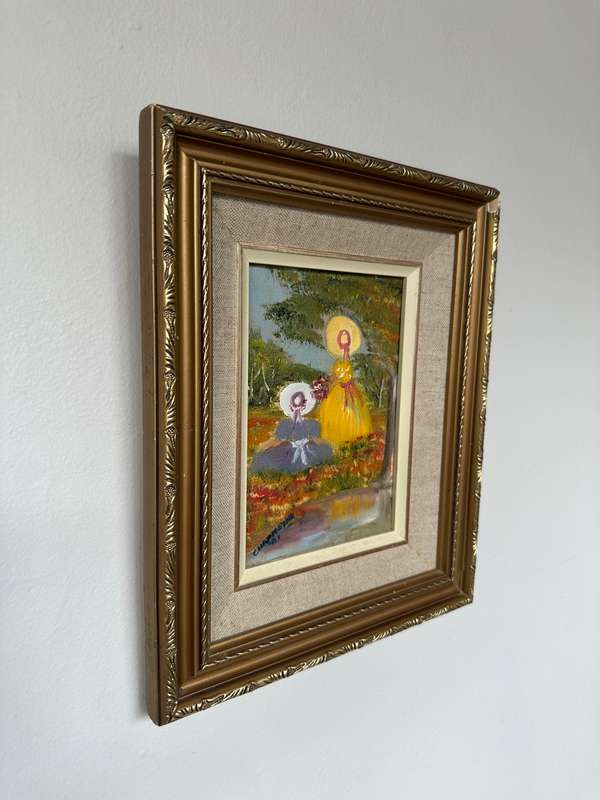 Framed Original Artwork, Victorian Girls - Finished Size 23.5cm x 28.5cm