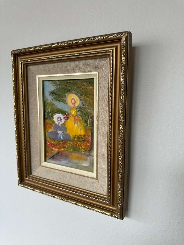 Framed Original Artwork, Victorian Girls - Finished Size 23.5cm x 28.5cm