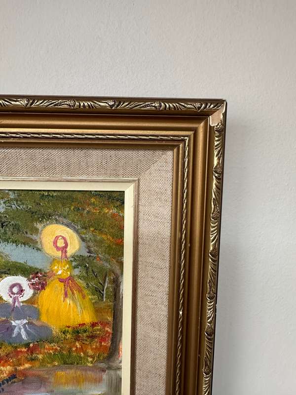 Framed Original Artwork, Victorian Girls - Finished Size 23.5cm x 28.5cm