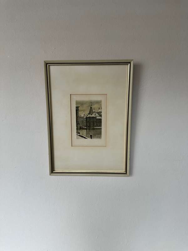 Framed Anton Franciscus Pieck Print (Dutch), Den Haag - Finished Size 26.5cm x 36.5cm