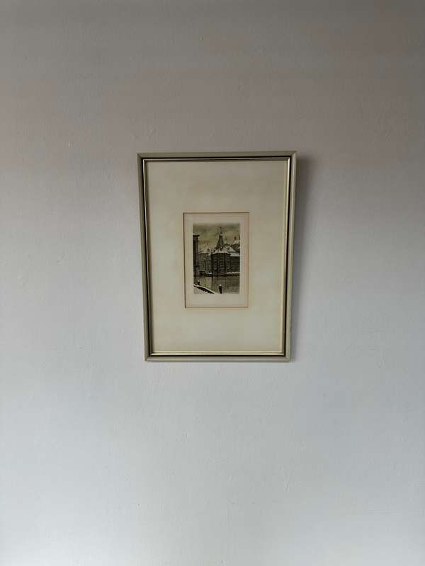 Framed Anton Franciscus Pieck Print (Dutch), Den Haag - Finished Size 26.5cm x 36.5cm