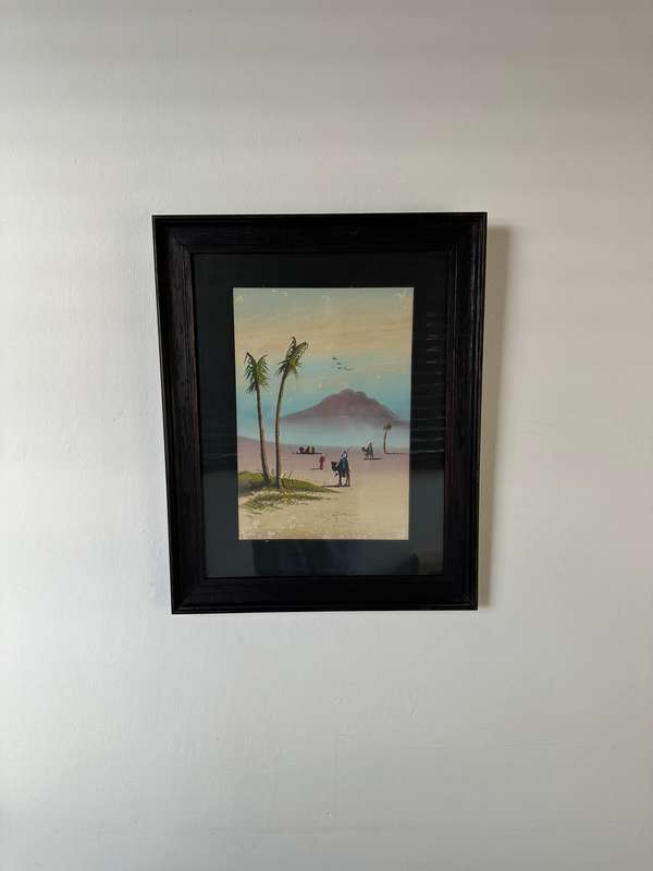 Framed Giovanni Monti 1765-1825 Original Watercolor, Camel Caravan - Finished Size 43cm x 53.5cm