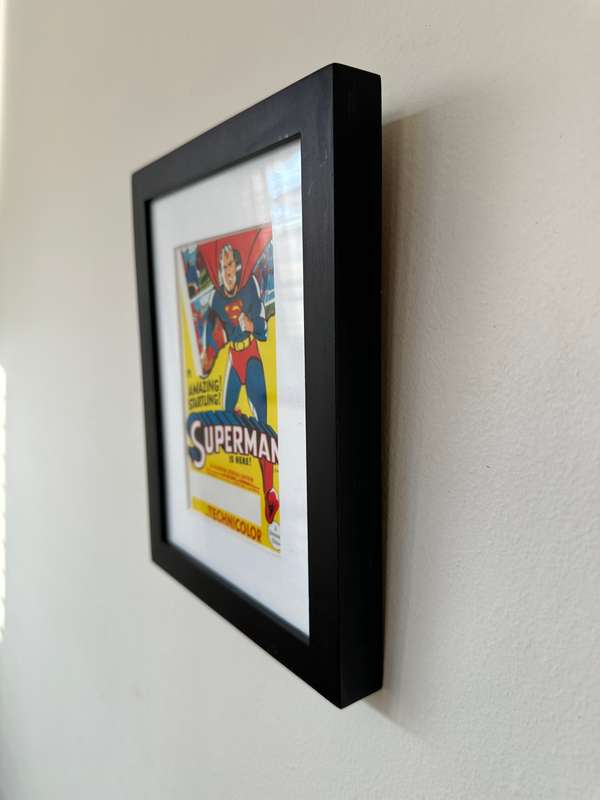 Framed Picture, Superman 1941 - Size 18cm x 23cm (Clear Glass, Single Mount, Plastic Frame)