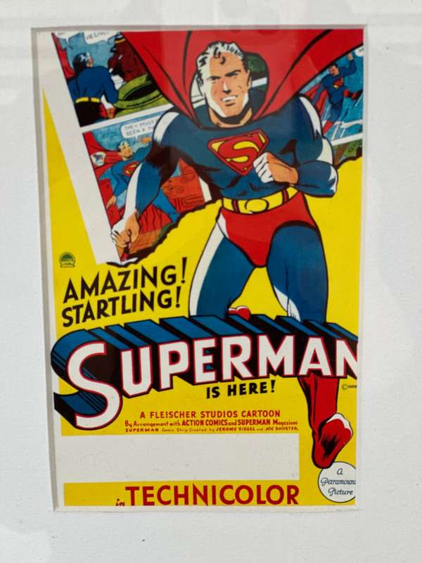 Framed Picture, Superman 1941 - Size 18cm x 23cm (Clear Glass, Single Mount, Plastic Frame)