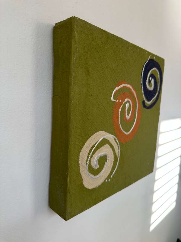 Original Artwork on Stretch Canvas, Green - Finished Size 30.5cm x 30.5cm (Depth 4.5cm)