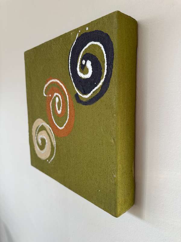 Original Artwork on Stretch Canvas, Green - Finished Size 30.5cm x 30.5cm (Depth 4.5cm)