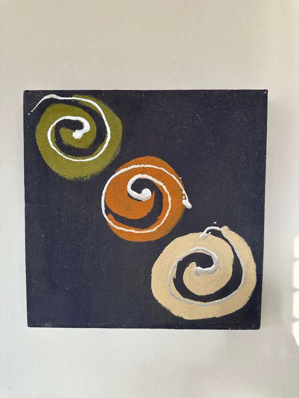 Original Artwork on Stretch Canvas, Blue - Finished Size 30.5cm x 30.5cm (Depth 4.5cm)