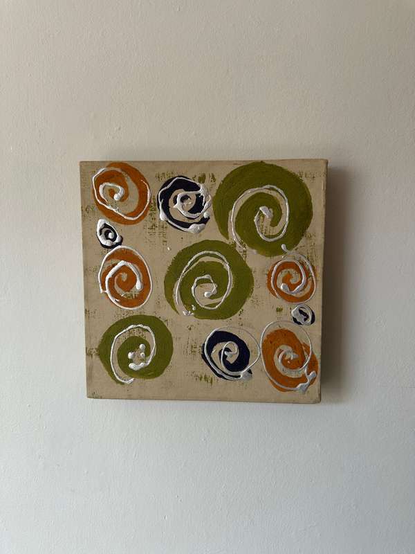 Original Artwork on Stretch Canvas, Cream - Finished Size 30.5cm x 30.5cm (Depth 4.5cm)