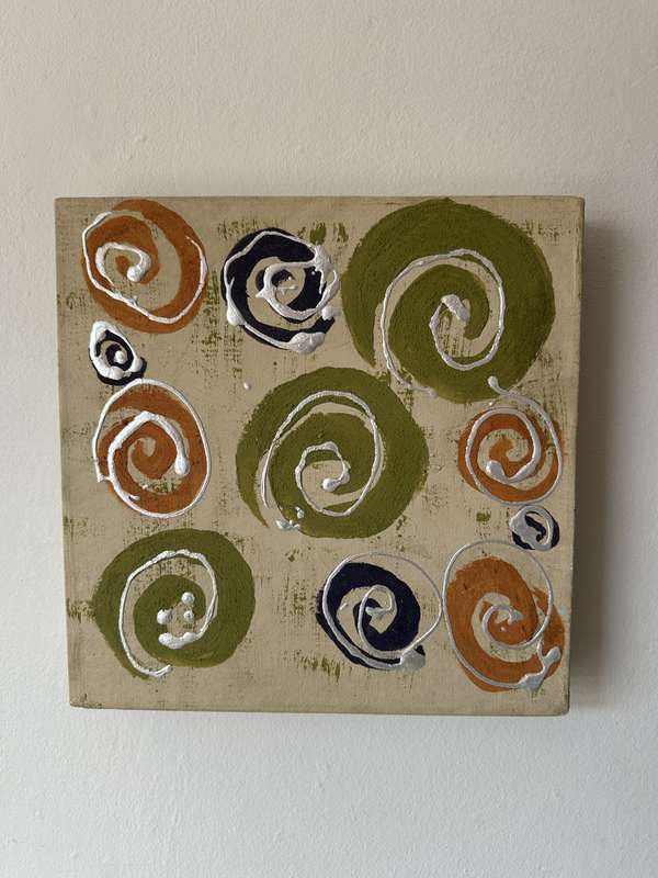Original Artwork on Stretch Canvas, Cream - Finished Size 30.5cm x 30.5cm (Depth 4.5cm)