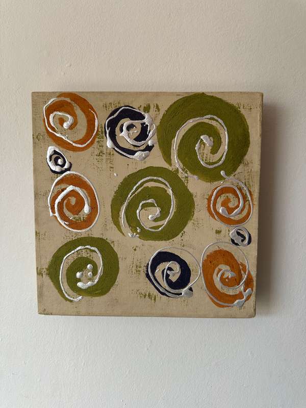 Original Artwork on Stretch Canvas, Cream - Finished Size 30.5cm x 30.5cm (Depth 4.5cm)