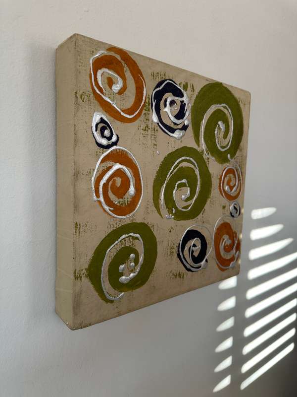 Original Artwork on Stretch Canvas, Cream - Finished Size 30.5cm x 30.5cm (Depth 4.5cm)