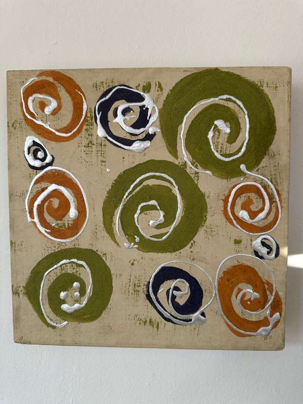 Original Artwork on Stretch Canvas, Cream - Finished Size 30.5cm x 30.5cm (Depth 4.5cm)