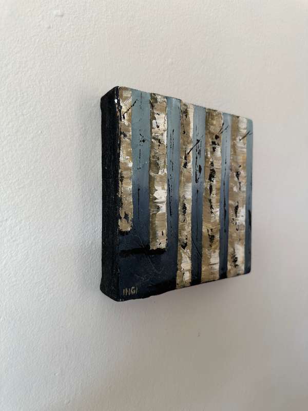 Original Artwork Stretched on Canvas - Ingi, Birch Trees - Finished Size 15cm x 15cm (Depth 3cm)