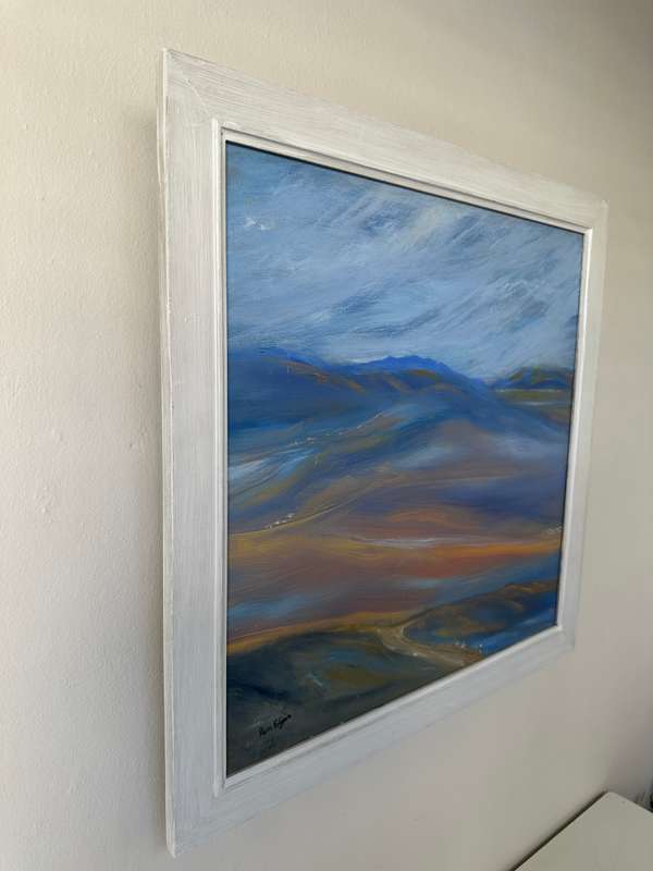 Framed Original Artwork on Stretched Canvas, Pam Edgar, Landscape, Finished Size 58.5cm x 58.5cm