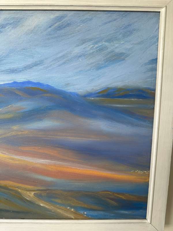 Framed Original Artwork on Stretched Canvas, Pam Edgar, Landscape, Finished Size 58.5cm x 58.5cm