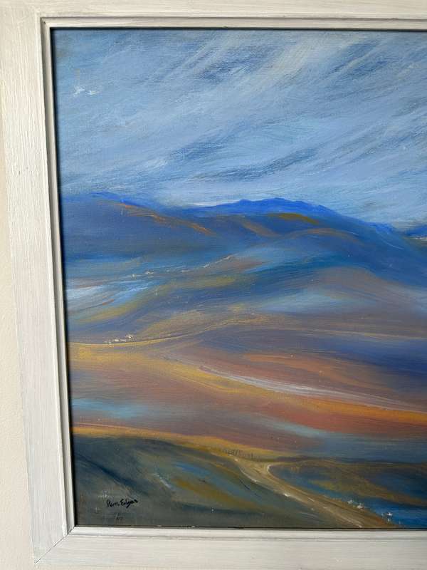 Framed Original Artwork on Stretched Canvas, Pam Edgar, Landscape, Finished Size 58.5cm x 58.5cm