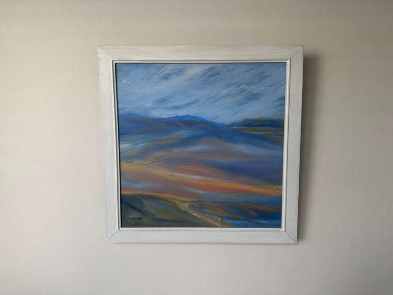Framed Original Artwork on Stretched Canvas, Pam Edgar, Landscape, Finished Size 58.5cm x 58.5cm