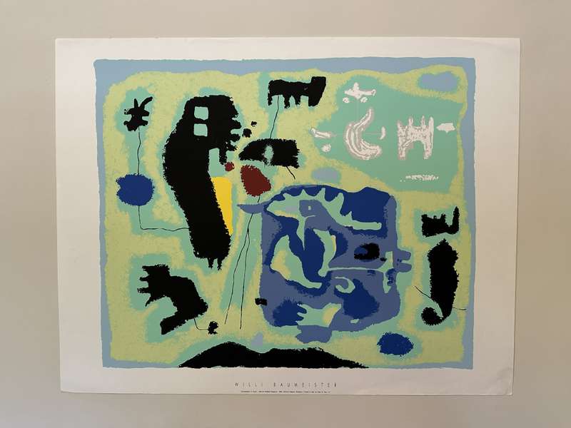 Silkscreen Print - Willi Baumeister, Komposition in Grun - Size 90cm x 70cm