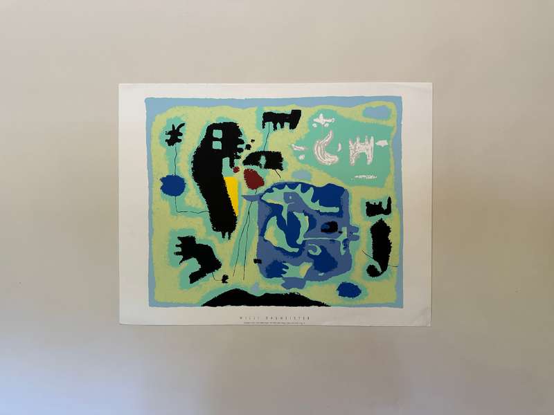 Silkscreen Print - Willi Baumeister, Komposition in Grun - Size 90cm x 70cm